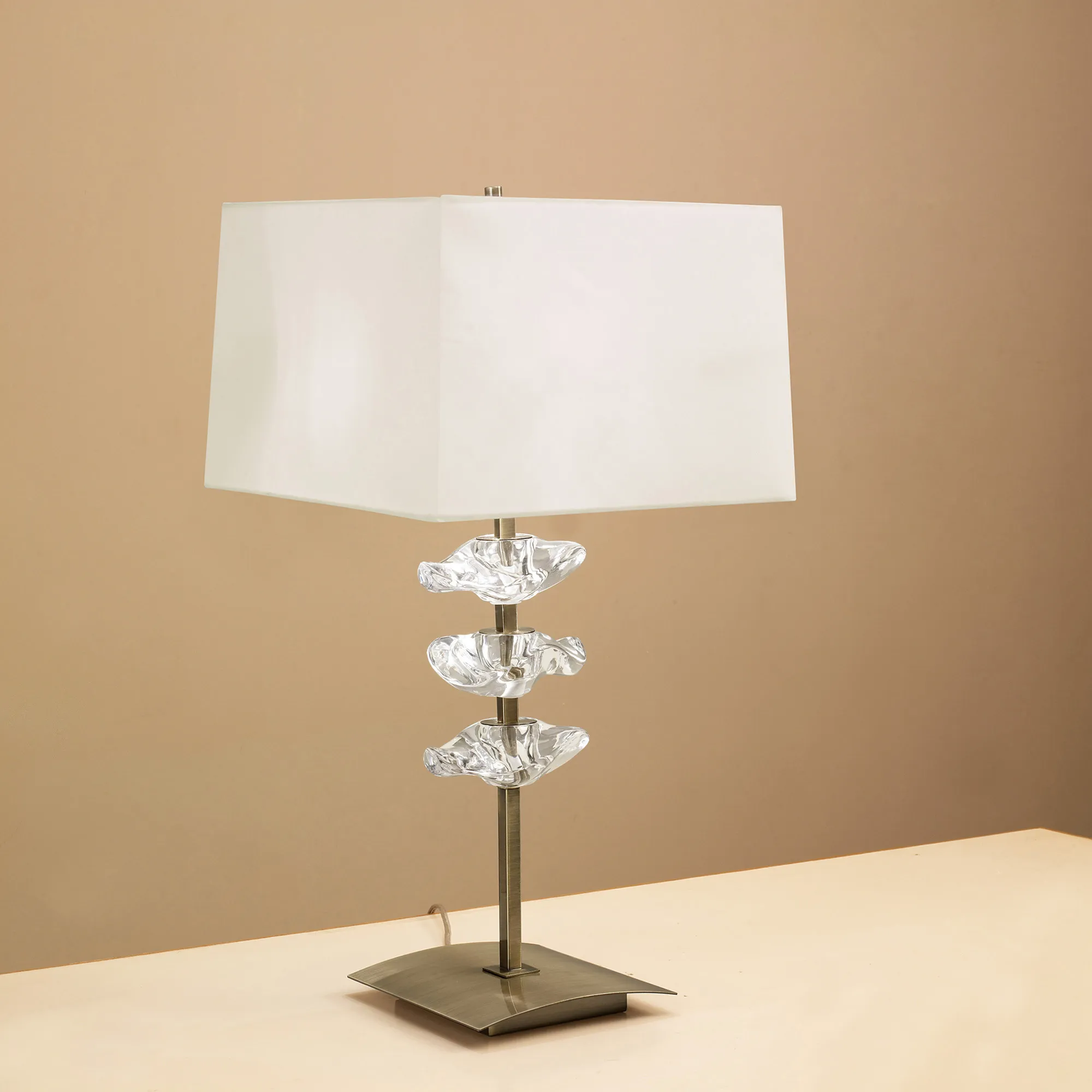 Akira Antique Brass-Cream Table Lamps Mantra Shaded Table Lamps